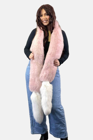 pink and white fox fur fling