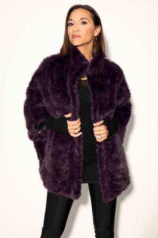 purple sectioned mink fur cape