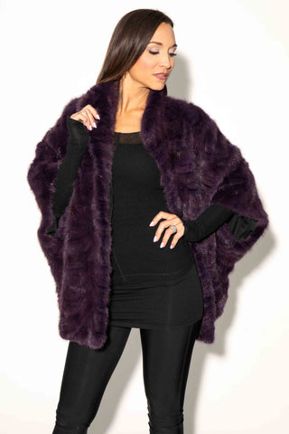 purple sectioned mink fur cape