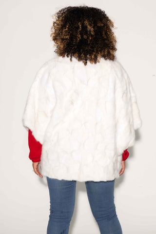 pearl white sectioned mink fur cape