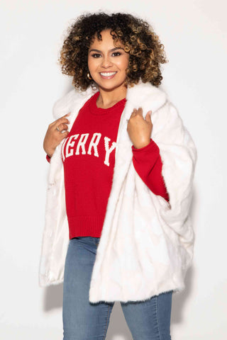 pearl white sectioned mink fur cape