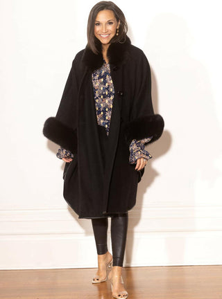 Cashmere & Wool Blend Cape with Fox Fur.