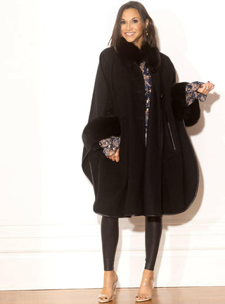 Cashmere & Wool Blend Cape with Fox Fur.
