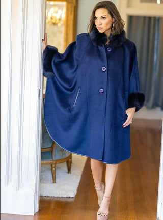 Cashmere & Wool Blend Cape with Fox Fur.
