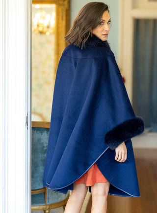 Cashmere & Wool Blend Cape with Fox Fur.