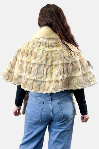 beige gray pearl sheared sectioned mink fur stole