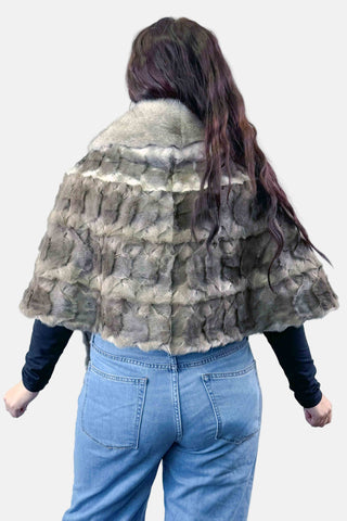 gray silver cross sheared sectioned mink fur stole