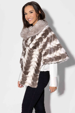 silver cross sheared sectioned mink fur stole