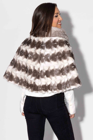 silver cross sheared sectioned mink fur stole