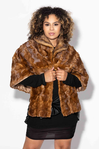 whisky sheared sectioned mink fur stole