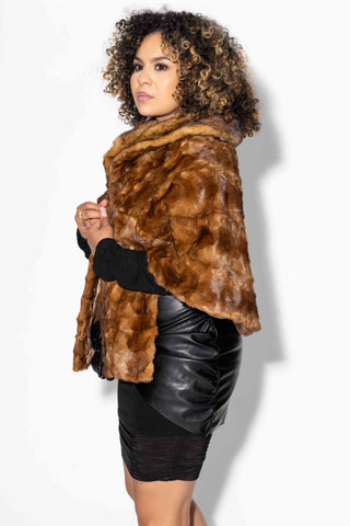 whisky sheared sectioned mink fur stole