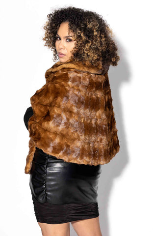 whisky sheared sectioned mink fur stole