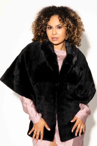 black sheared mink fur stole