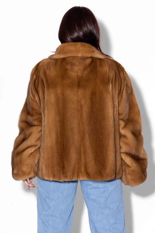 whisky mink fur bolero jacket with notch collar