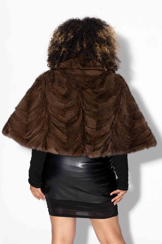 brown sectioned mink fur stole