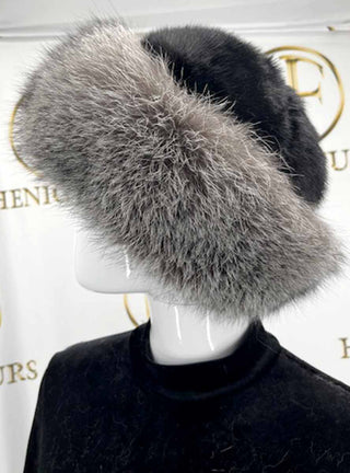 Mink Fur Hat with Fox Fur Trim.