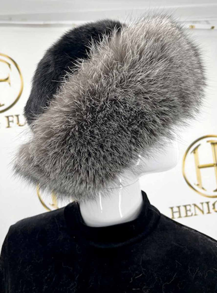 ranch mink fur hat with silver fox