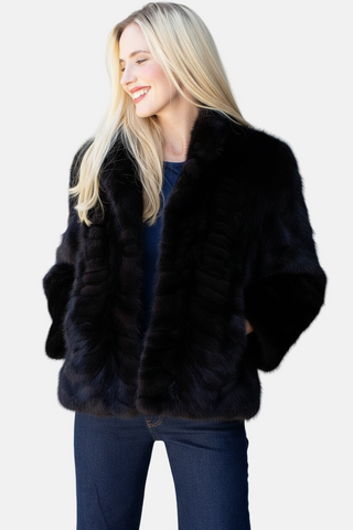 ranch sectioned mink fur bolero jacket