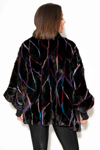 multicolor ranch sectioned mink fur cape