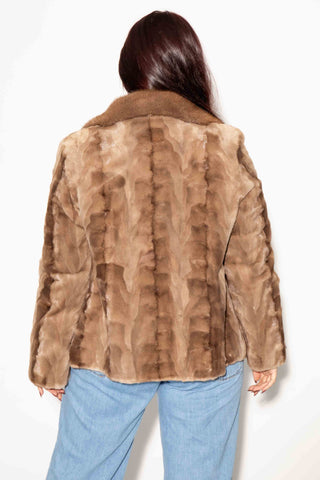 pastel reversible sheared sectioned mink fur jacket