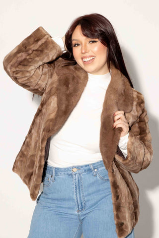 pastel reversible sheared sectioned mink fur jacket