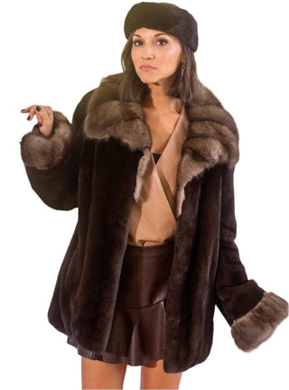 Mink Fur Jacket with Sable Collar and Cuffs.