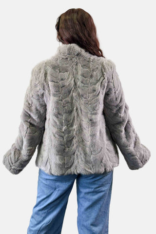 gray sectioned mink fur jacket