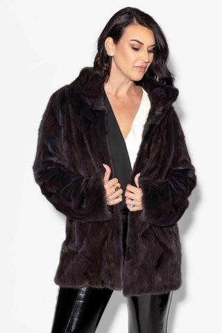 charcoal sectioned mink fur jacket