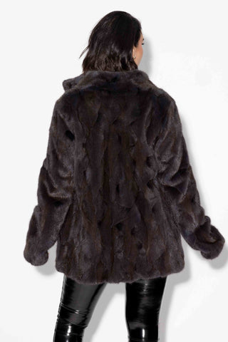 charcoal sectioned mink fur jacket