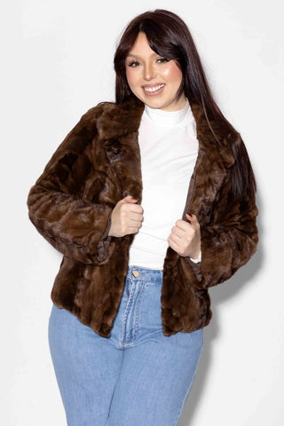 demi buff sectioned mink fur jacket