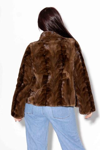 demi buff sectioned mink fur jacket