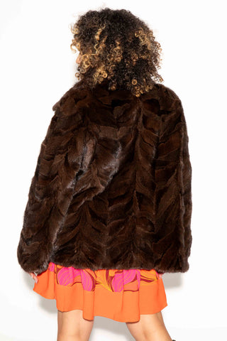 mahogany sectioned mink fur jacket