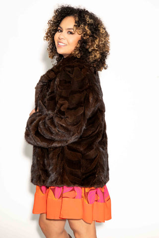 mahogany sectioned mink fur jacket