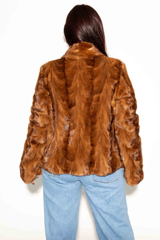 whisky sectioned mink fur jacket