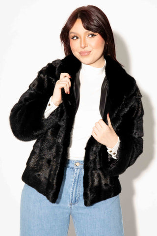 Ranch Mink Fur Bolero Jacket with Horizontal Pattern