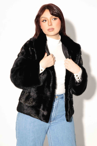 Ranch Mink Fur Bolero Jacket with Horizontal Pattern