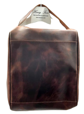 brown leather zip travel bag