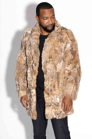 men's sectioned bobcat fur stroller