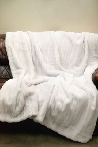 Full Skin white Mink Fur Blanket.