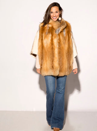 Women's Mink Fur Cape with Fox Fur.