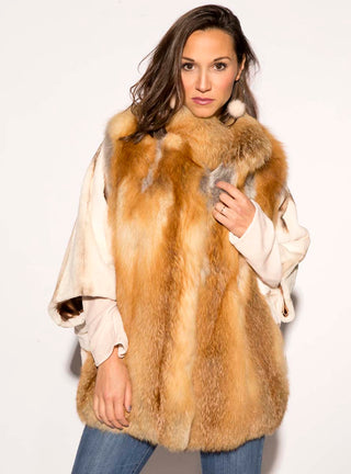 Women's Mink Fur Cape with Fox Fur.