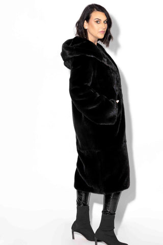 blackglama ranch mink fur 7/8 coat with full fur hood