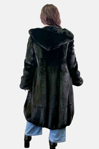 NAFA Ranch Mink Fur 7/8 Coat with Full Fur Hood
