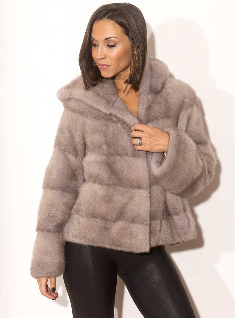 Sapphire Mink Fur Jacket with Hood