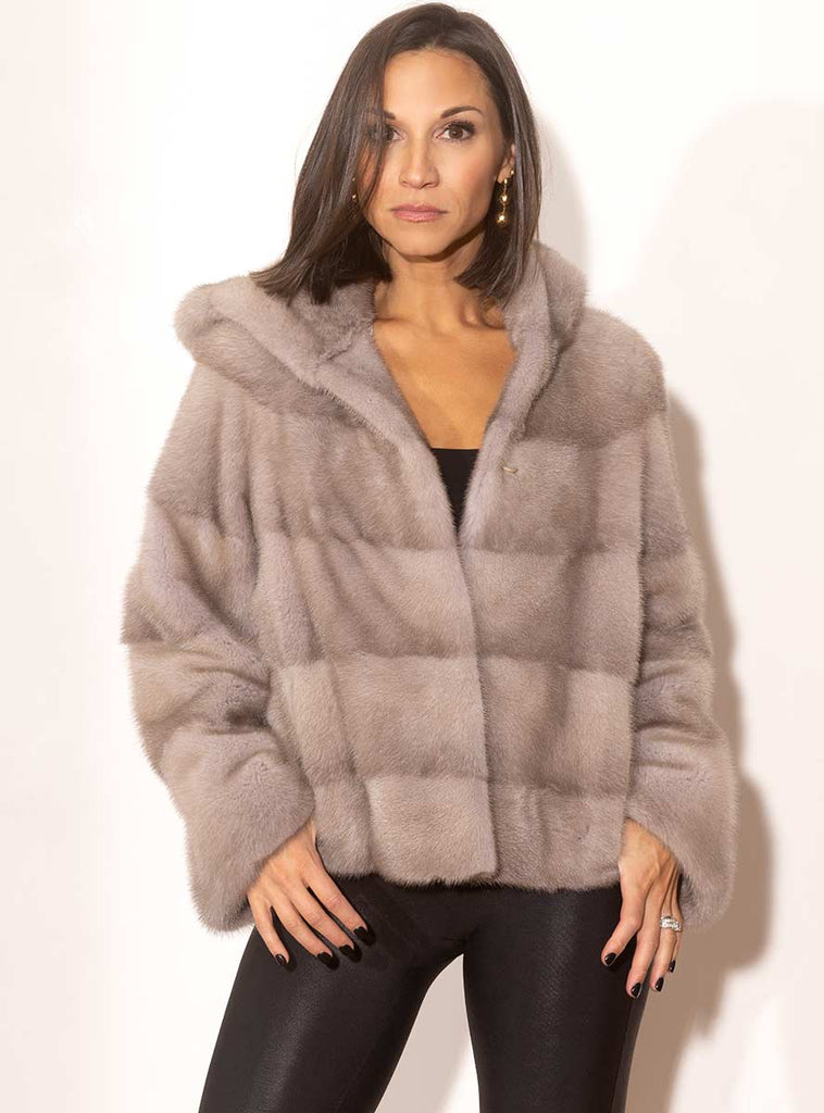 Sapphire Mink Fur Jacket with Hood