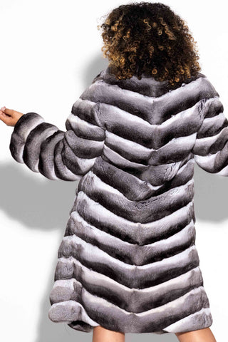 natural chevron chinchilla fur stroller
