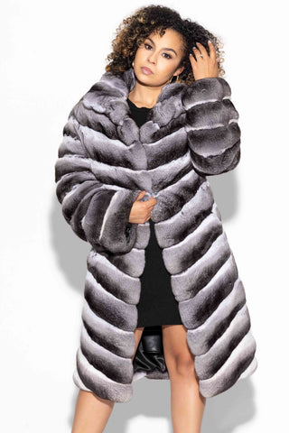 natural chevron chinchilla fur stroller
