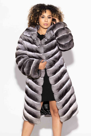 natural chevron chinchilla fur stroller