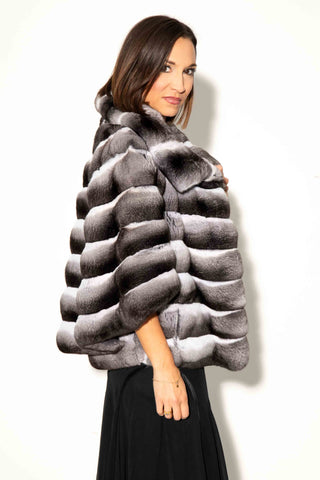 Natural Chinchilla Fur Cape with Wing Collar