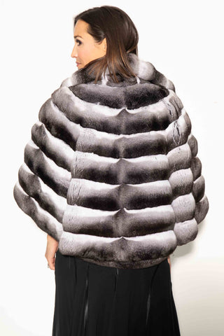 Natural Chinchilla Fur Cape with Wing Collar